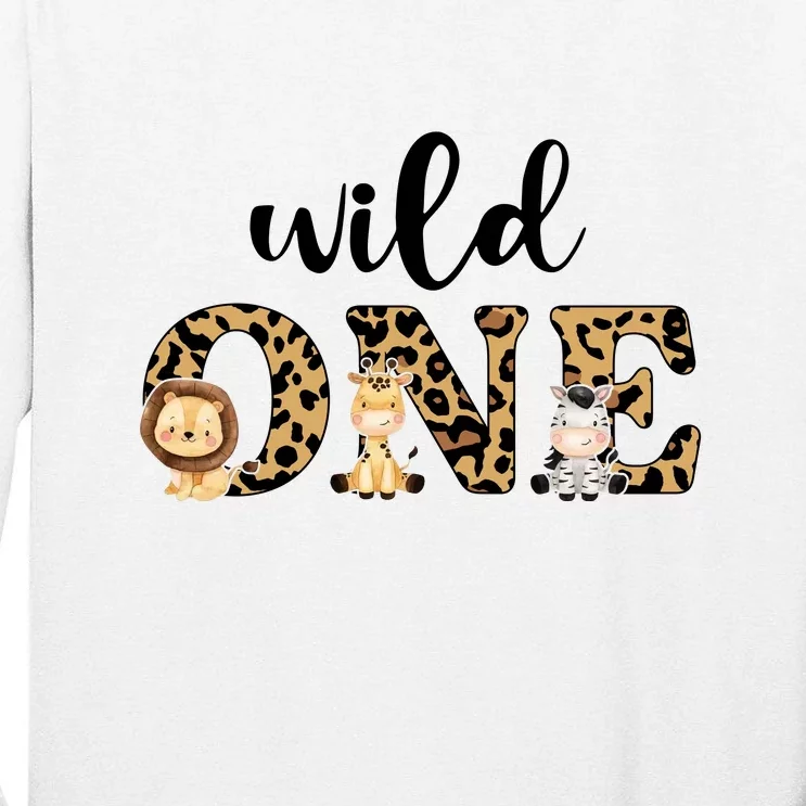 Wild One Zoo Leopard Birthday Safari Jungle Animal Gift Tall Long Sleeve T-Shirt