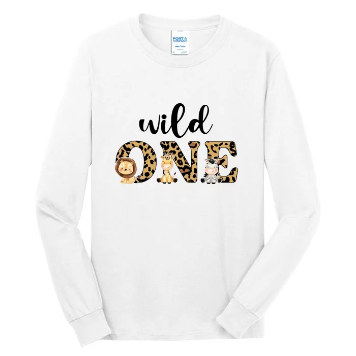 Wild One Zoo Leopard Birthday Safari Jungle Animal Gift Tall Long Sleeve T-Shirt