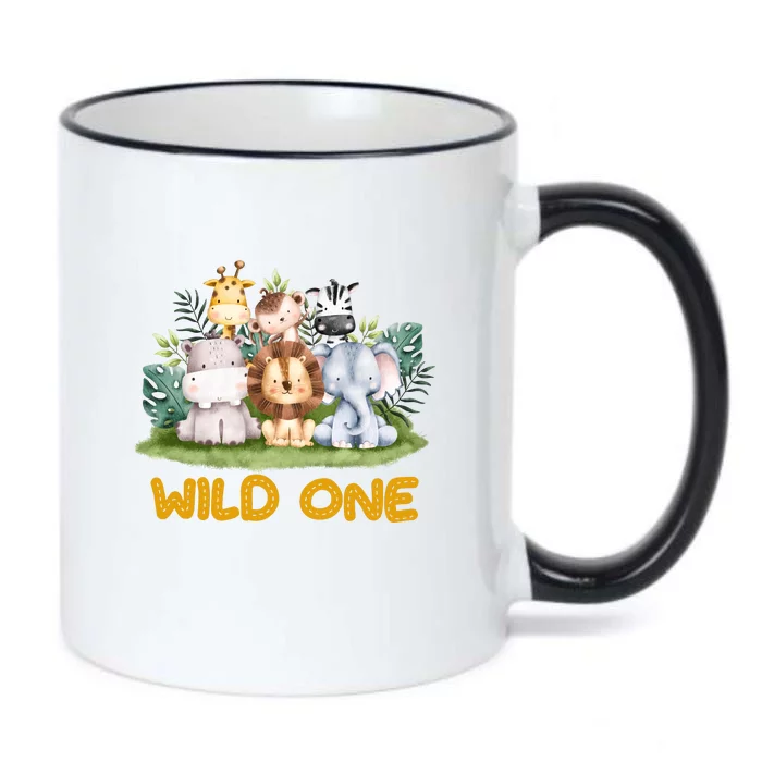 Wild One Zoo 1st Birthday Safari Jungle Animal Gift Black Color Changing Mug