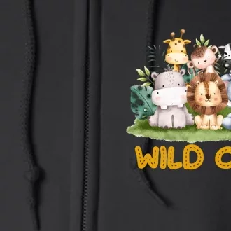 Wild One Zoo 1st Birthday Safari Jungle Animal Gift Full Zip Hoodie