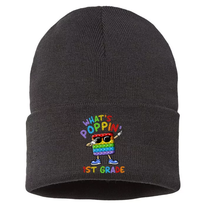 Whats Poppin 1st Grade Back To School Sustainable Knit Beanie