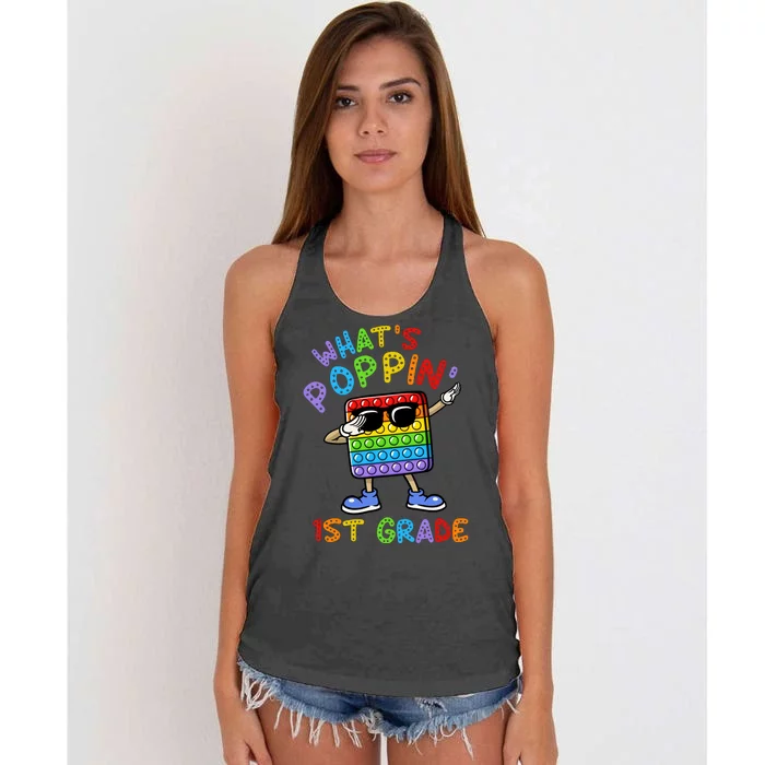 Whats Poppin 1st Grade Back To School Women's Knotted Racerback Tank