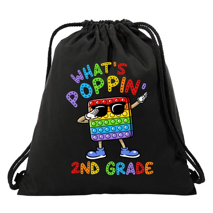 Whats Poppin 2nd Grade Back To School Drawstring Bag