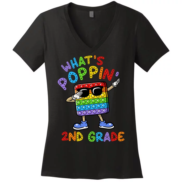 Whats Poppin 2nd Grade Back To School Women's V-Neck T-Shirt