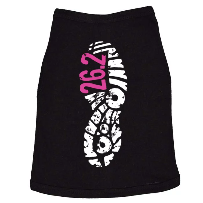 Women Pink 262 Marathon Runner Footprint Doggie Tank