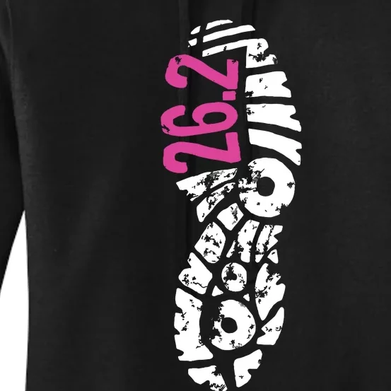 Women Pink 262 Marathon Runner Footprint Women's Pullover Hoodie