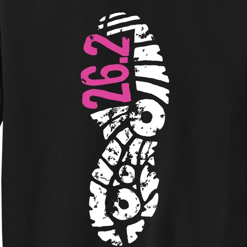 Women Pink 262 Marathon Runner Footprint Tall Sweatshirt