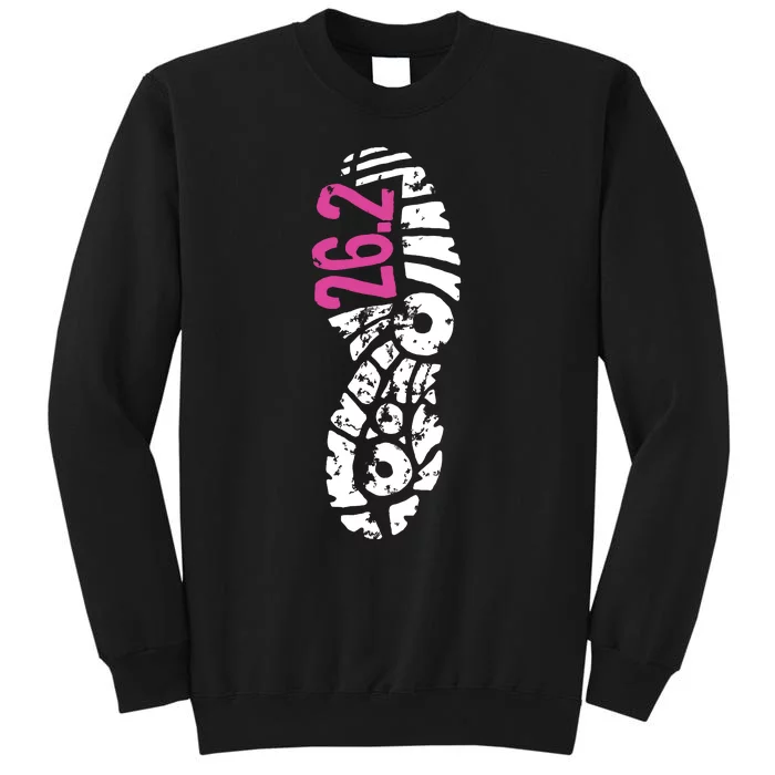 Women Pink 262 Marathon Runner Footprint Tall Sweatshirt