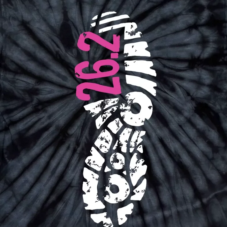 Women Pink 262 Marathon Runner Footprint Tie-Dye T-Shirt