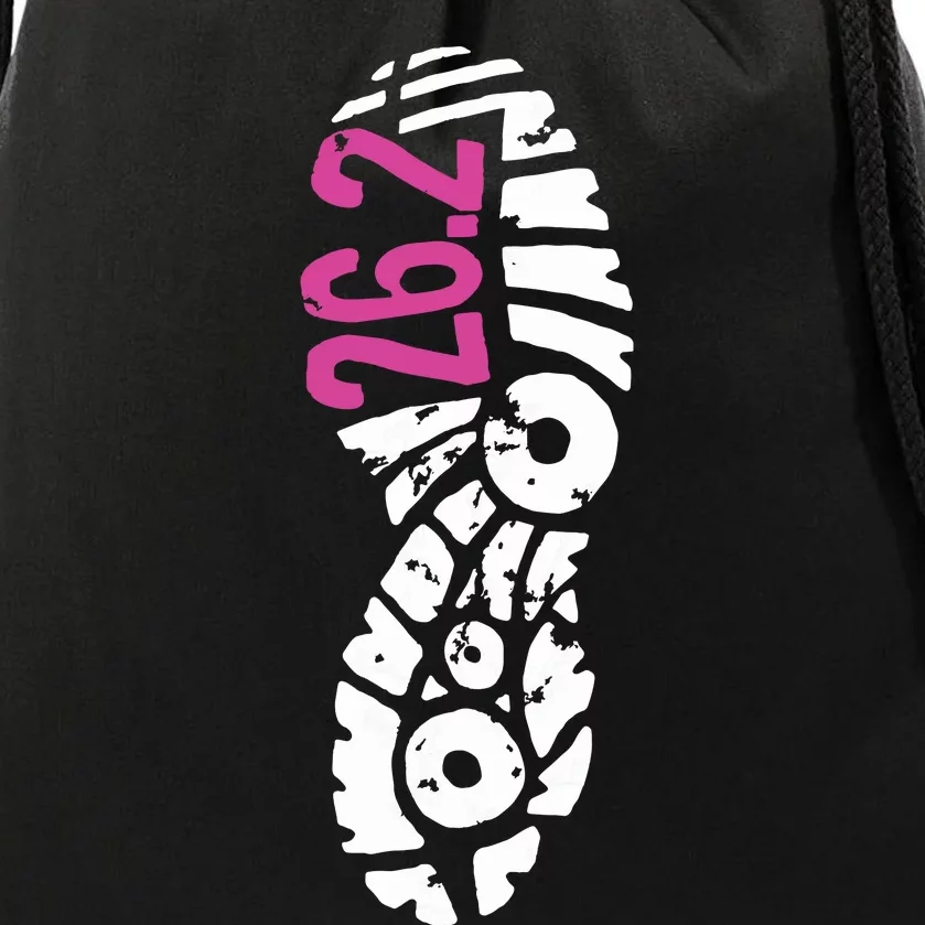 Women Pink 262 Marathon Runner Footprint Drawstring Bag