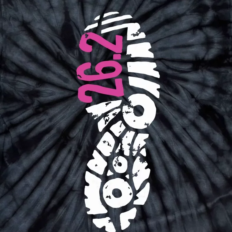 Women Pink 262 Marathon Runner Footprint Tie-Dye T-Shirt