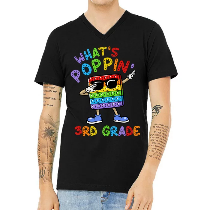 Whats Poppin 3rd Grade Back To School V-Neck T-Shirt