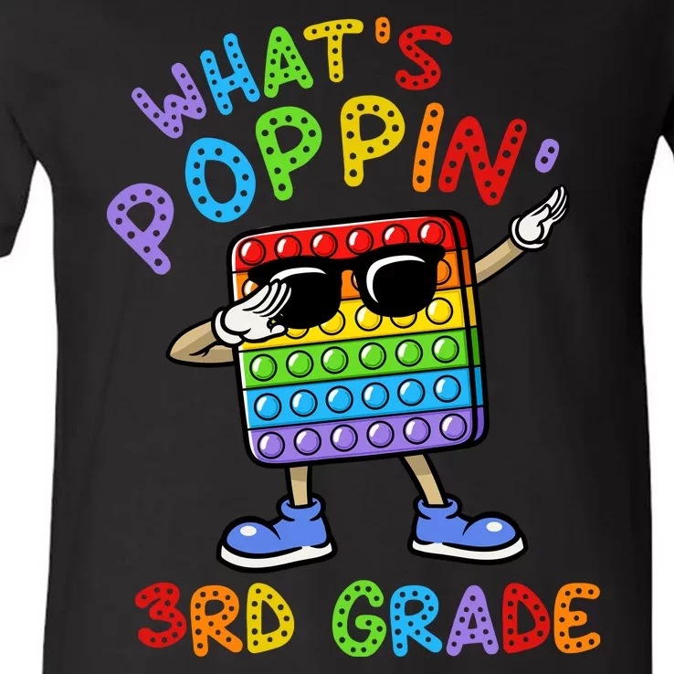 Whats Poppin 3rd Grade Back To School V-Neck T-Shirt