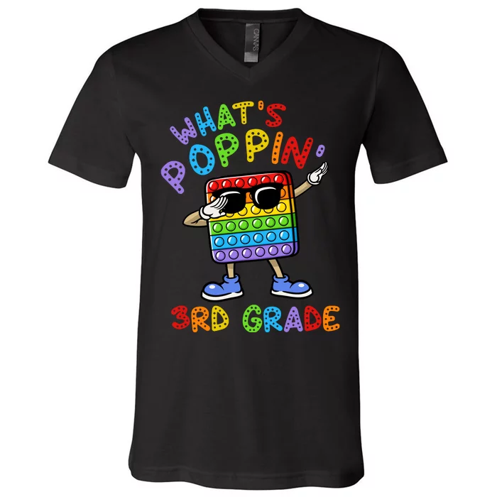 Whats Poppin 3rd Grade Back To School V-Neck T-Shirt