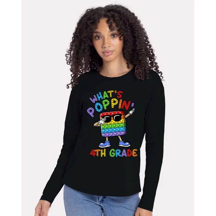 Whats Poppin 4th Grade Back To School Womens Cotton Relaxed Long Sleeve T-Shirt