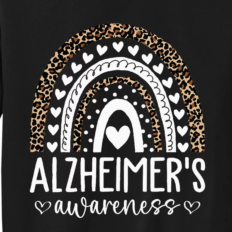 Wear Purple Alzheimer's Awareness Leopard Rainbow Tall Sweatshirt