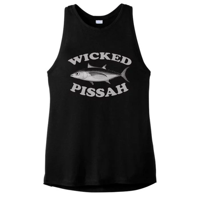 Wicked Pissah Albacore Tuna Fishing Fish Illustration Gear Ladies Tri-Blend Wicking Tank