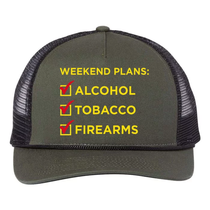 Weekend Plans Alcohol Tobacco Firearms Retro Rope Trucker Hat Cap