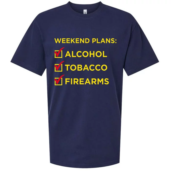 Weekend Plans Alcohol Tobacco Firearms Sueded Cloud Jersey T-Shirt