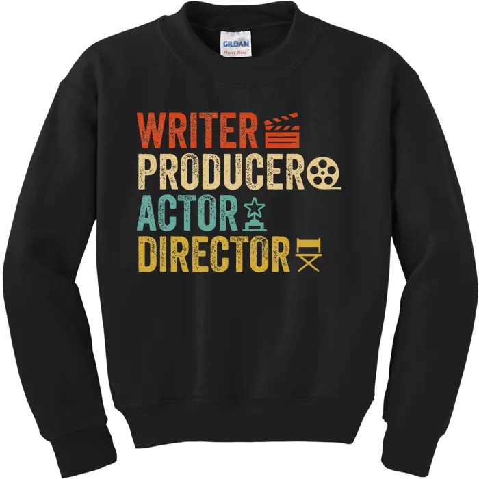 Writer Producer Actor Director Retro Film Filmmaking Kids Sweatshirt