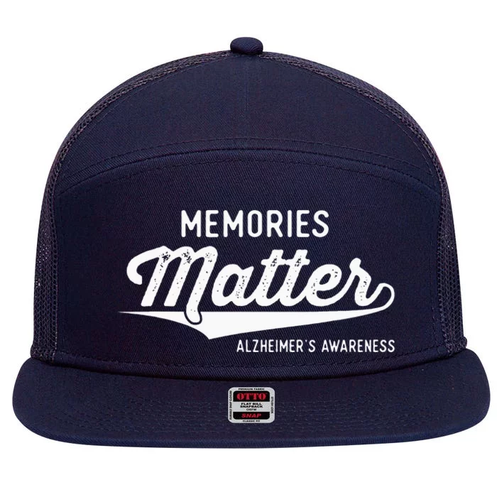 Wear Purple Alzheimer's Awareness Gifts Memories Matter Gift 7 Panel Mesh Trucker Snapback Hat