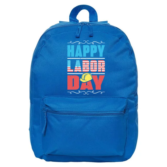 Worker Patriotic American Flag Labor Laborer Happy Labor Day Gift 16 in Basic Backpack