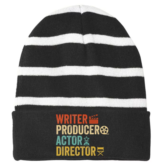 Writer Producer Actor Director Retro Film Filmmaking Striped Beanie with Solid Band