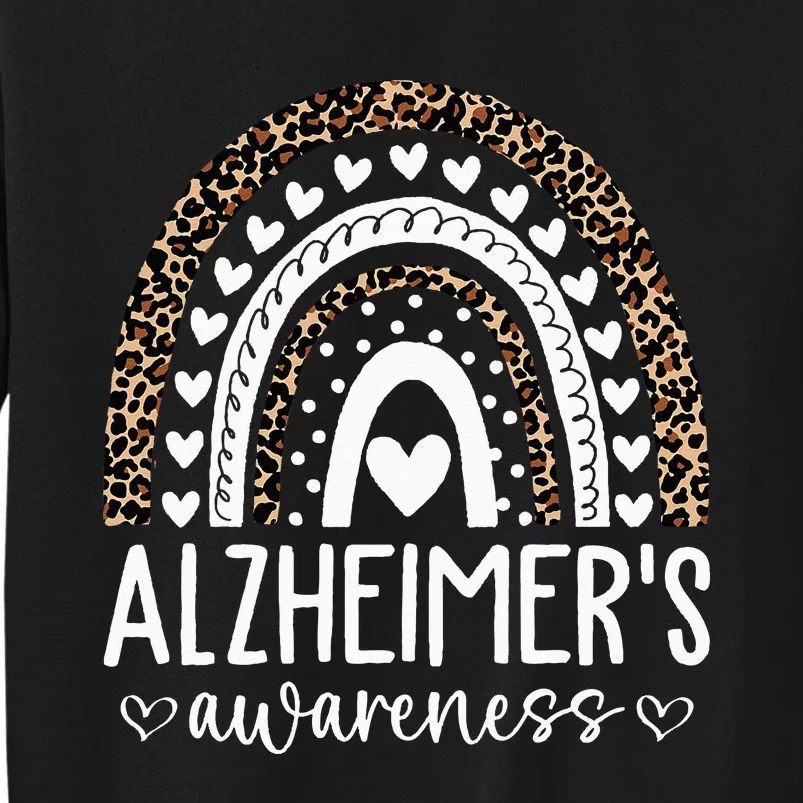 Wear Purple Alzheimers Awareness Leopard Rainbow Tall Sweatshirt