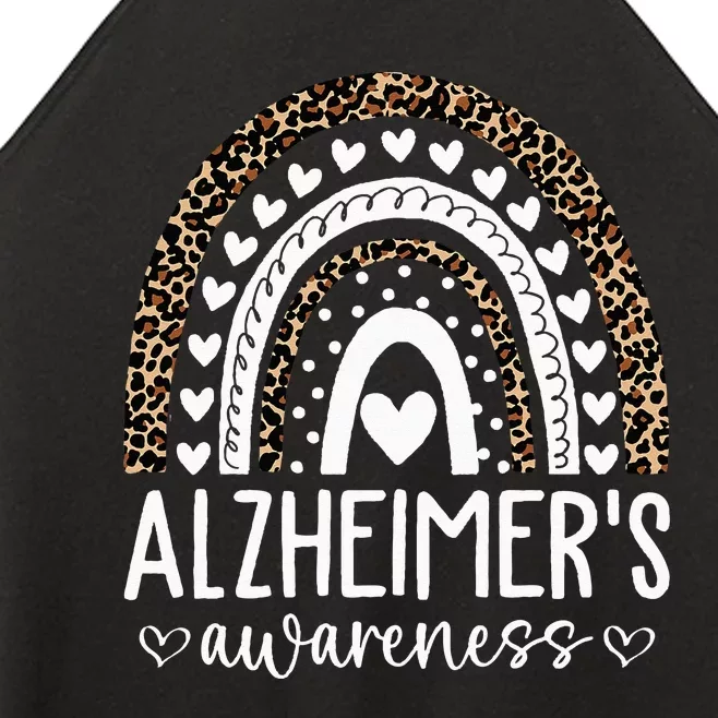 Wear Purple Alzheimers Awareness Leopard Rainbow Women’s Perfect Tri Rocker Tank