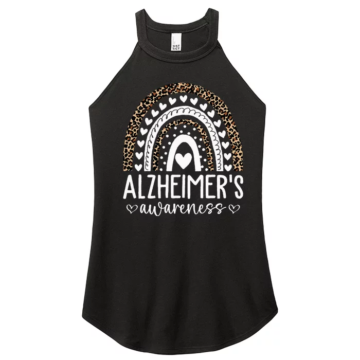 Wear Purple Alzheimers Awareness Leopard Rainbow Women’s Perfect Tri Rocker Tank