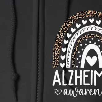 Wear Purple Alzheimers Awareness Leopard Rainbow Full Zip Hoodie