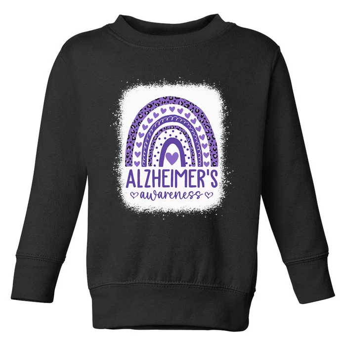 Wear Purple Alzheimers Awareness Leopard Rainbow Toddler Sweatshirt