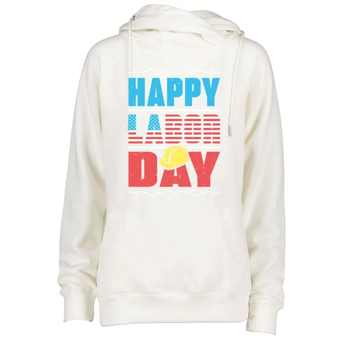 Worker Patriotic American Flag Labor Laborer Happy Labor Day Gift Womens Funnel Neck Pullover Hood