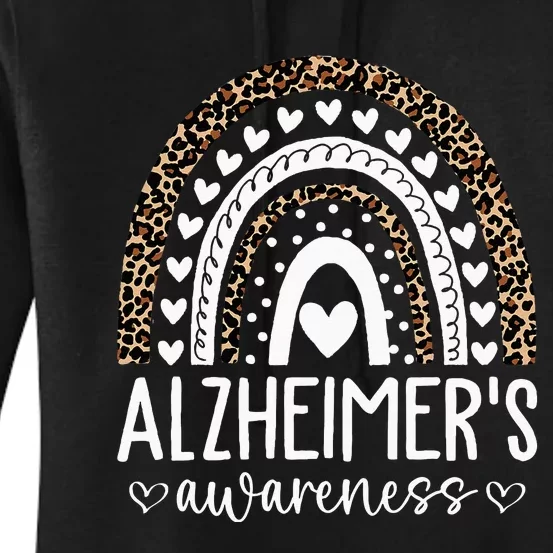 Wear Purple Alzheimer's Awareness Leopard Rainbow Women's Pullover Hoodie