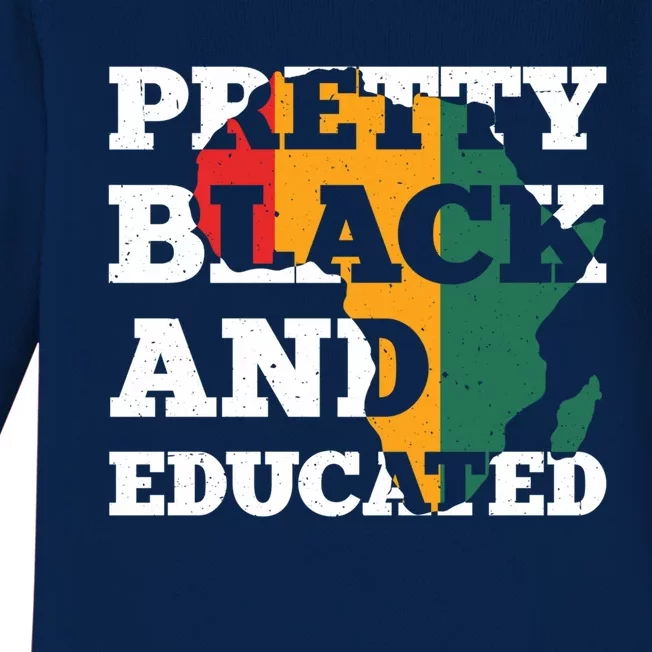 Wo Pretty Black And Educated Black History Month Gift Baby Long Sleeve Bodysuit