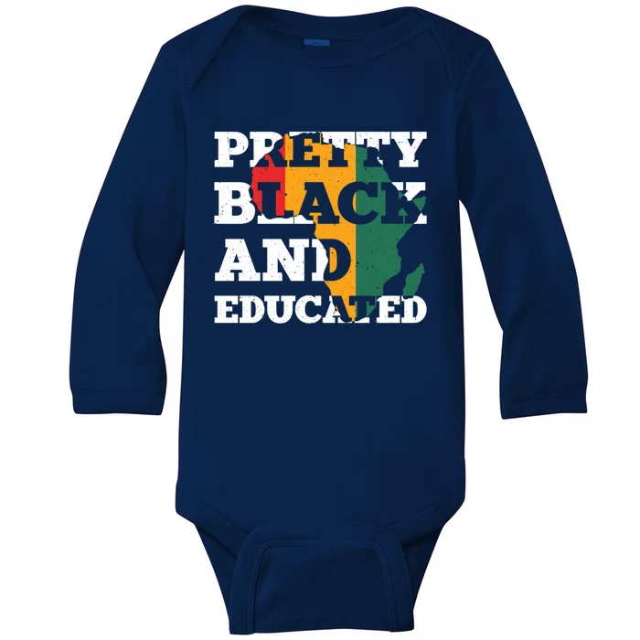 Wo Pretty Black And Educated Black History Month Gift Baby Long Sleeve Bodysuit