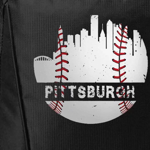 Womens Pittsburgh Baseball Cityscape Distressed Novelty Pirate Gift City Backpack