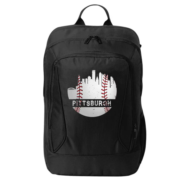 Womens Pittsburgh Baseball Cityscape Distressed Novelty Pirate Gift City Backpack