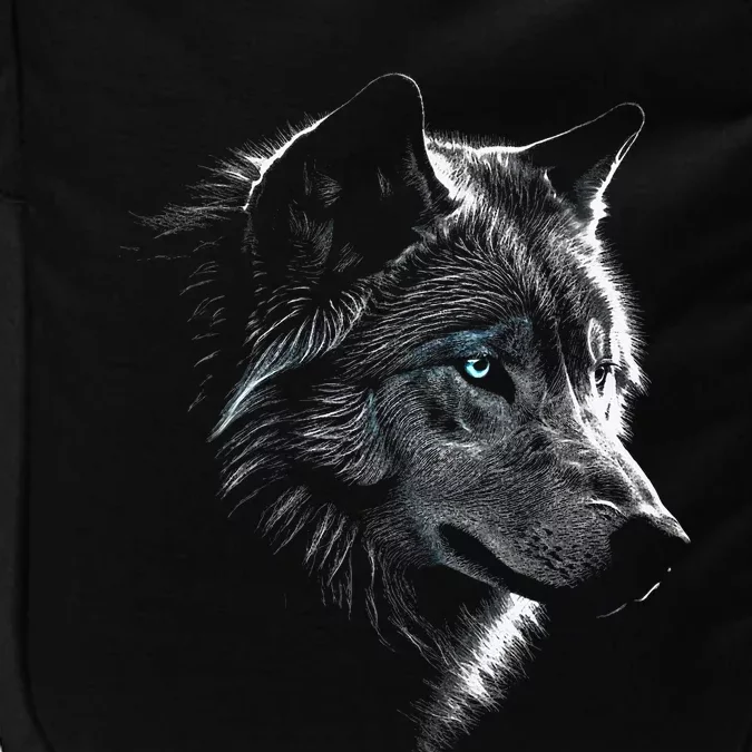 Wolf Portrait Blue Eyes Artwork Animal Motif Wolf Impact Tech Backpack