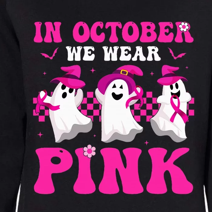 Wear Pink Breast Cancer Warrior Ghost Halloween Groovy Womens California Wash Sweatshirt