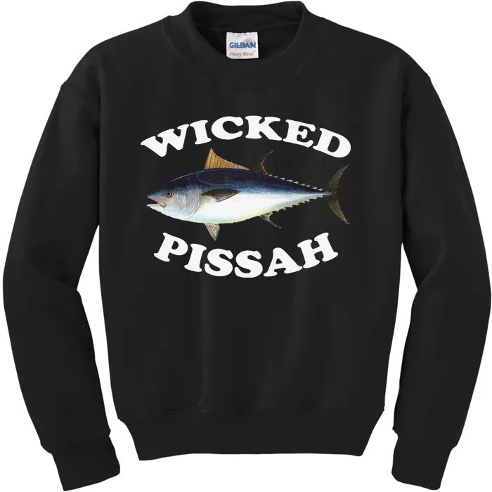 Wicked Pissah Bluefin Tuna Illustration Fishing Angler Gear Kids Sweatshirt