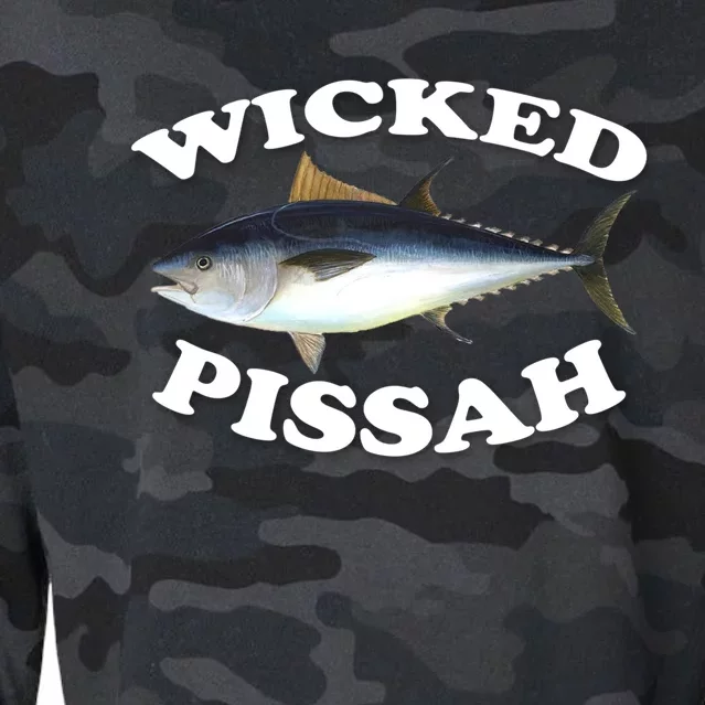 Wicked Pissah Bluefin Tuna Illustration Fishing Angler Gear Gift Cropped Pullover Crew