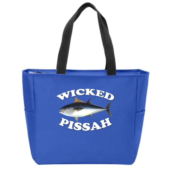 Wicked Pissah Bluefin Tuna Illustration Fishing Angler Gear Gift Zip Tote Bag