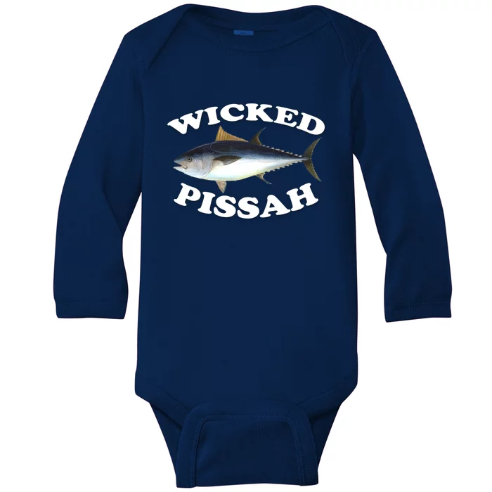 Wicked Pissah Bluefin Tuna Illustration Fishing Angler Gear Gift Baby Long Sleeve Bodysuit