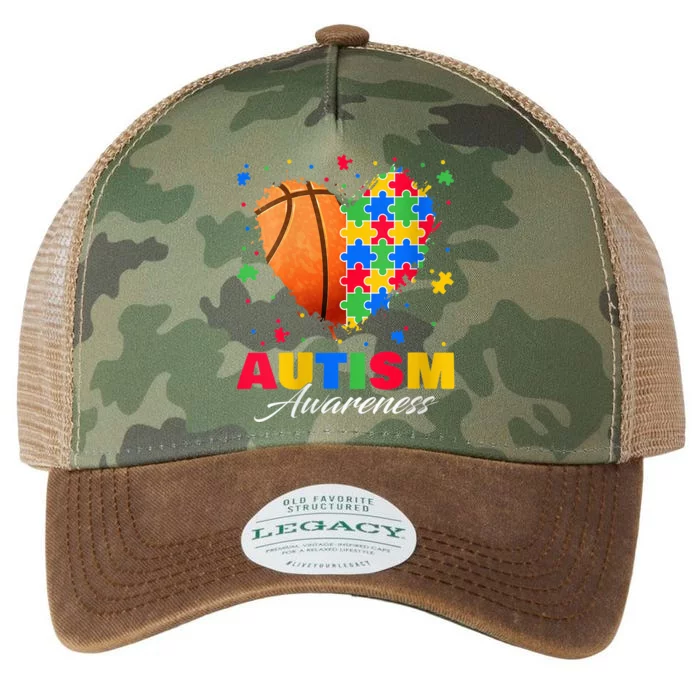 Wo Puzzle Basketball Ball Heart Autism Awareness Autistic kid V-Neck Legacy Tie Dye Trucker Hat