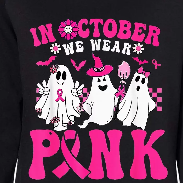 Wear Pink Breast Cancer Warrior Ghost Halloween Groovy Womens California Wash Sweatshirt