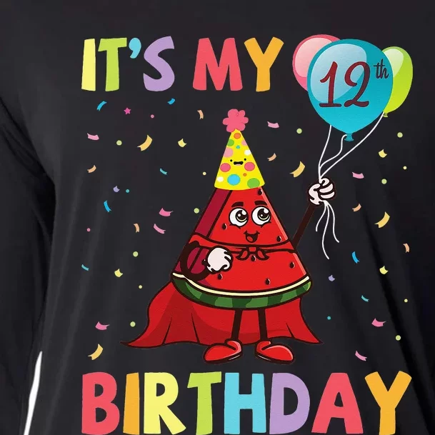 Watermelon Play Balloons It's My 12th Birthday Happy Me You Cooling Performance Long Sleeve Crew