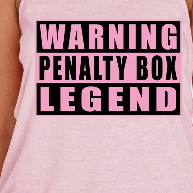 Warning Penalty Box Legend Funny Ice Hockey Gift Women's Knotted Racerback Tank