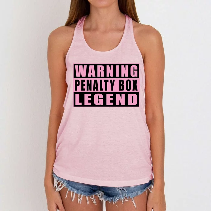 Warning Penalty Box Legend Funny Ice Hockey Gift Women's Knotted Racerback Tank