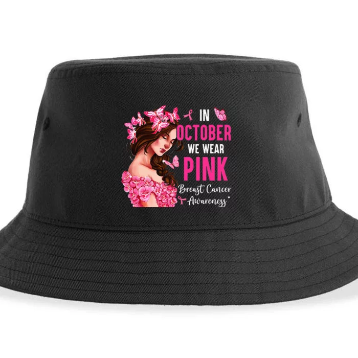 Wear Pink Breast Cancer Awareness Warrior  Pink Ribbon Sustainable Bucket Hat